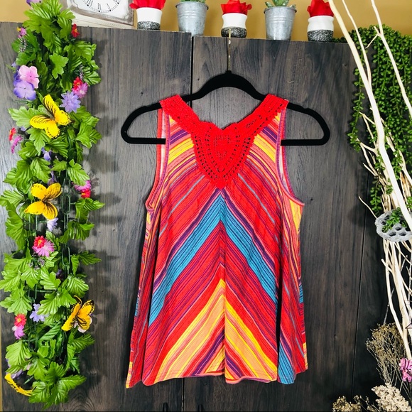 .🌸5/$25🌸Energie Stripped Sleeveless Blouse Large - Picture 8 of 12